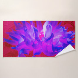 バイオレット素晴らしブルーとホットピンクサボサボダリア バスタオル