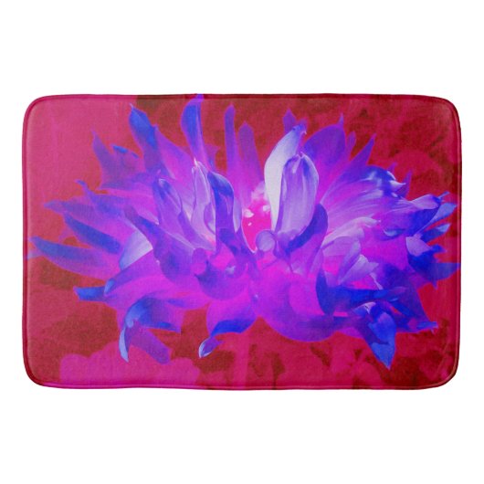 バイオレット素晴らしブルーとホットピンクサボサボダリア バスマット (正面)