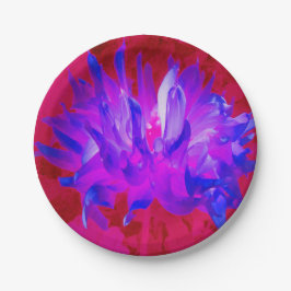 バイオレット素晴らしブルーとホットピンクサボサボダリア ペーパープレート