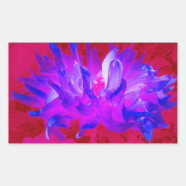 バイオレット素晴らしブルーとホットピンクサボサボダリア 長方形シール