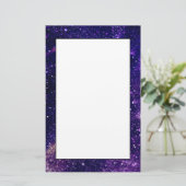 バイオレット紫抽象芸術銀河系宇宙 便箋 (スタンド正面)
