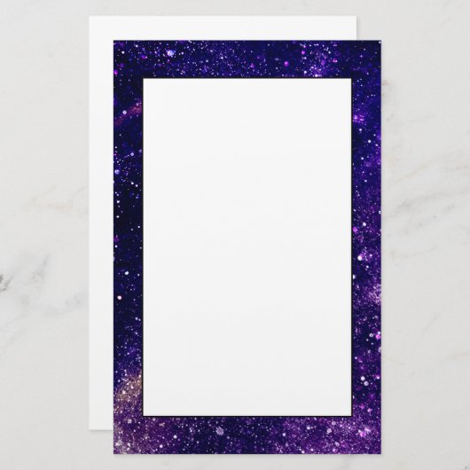 バイオレット紫抽象芸術銀河系宇宙 便箋 (正面/裏面)