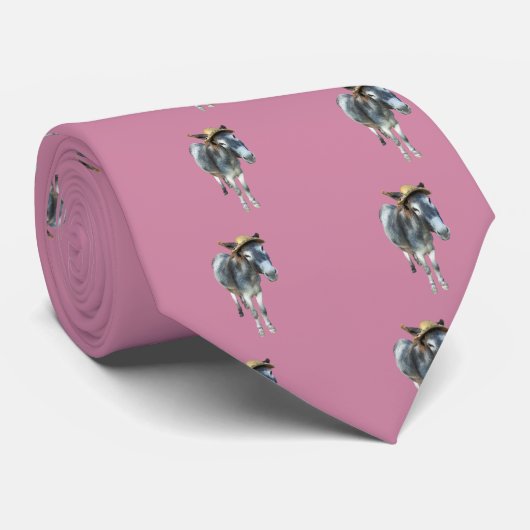 バイオレット花が付いている麦わら帽子のろば ネクタイ (ロール)