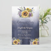 バイオレット花ひまわりグラデーション花ブルーリタイア 招待状 (スタンド正面)