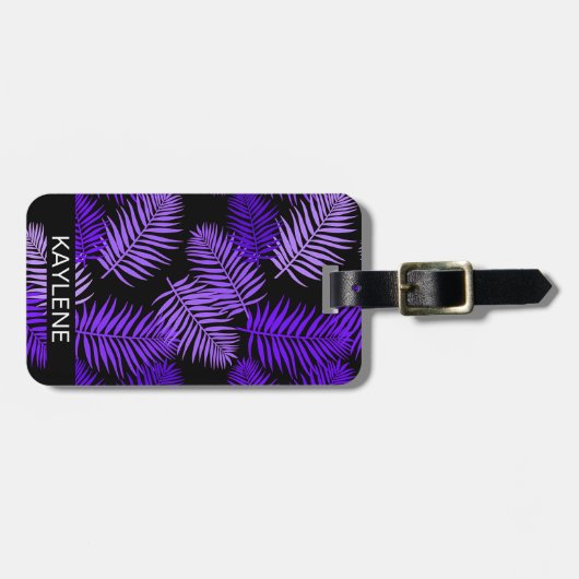 バイオレット葉パームパーソナライズされたラゲッジタグ ラゲッジタグ (正面横)