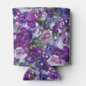 バイオレット薄紫バラフラワーガーデンパターン 缶クーラー (裏面)