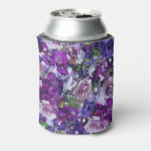 バイオレット薄紫バラフラワーガーデンパターン 缶クーラー (缶裏面)