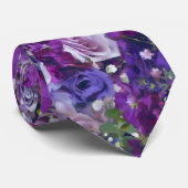 バイオレット薄紫バラフラワーズガーデン ネクタイ (ロール)