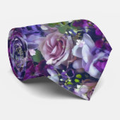 バイオレット薄紫バラフラワーズガーデン ネクタイ (ロール)