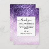 バイオレット薄紫パステルパープルトリプルグリッター グラデーション サンキューカード (正面/裏面)