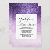 バイオレット薄紫パステルパープルトリプルグリッター グラデーション 招待状 (正面/裏面)