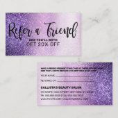 バイオレット薄紫パープルトリプルグリッタータイポグラフィ 紹介カード (正面/裏面)