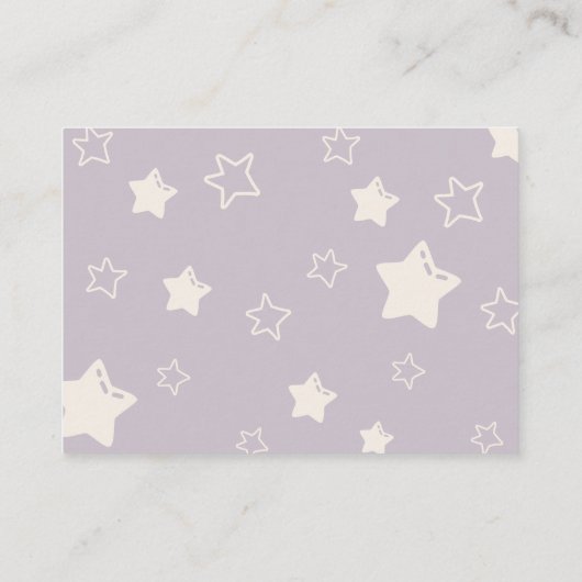 バイオレット薄紫ベビー女の子シャワーおむつラッフル エンクロージャーカード (裏面)