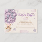 バイオレット薄紫ベビー女の子シャワーおむつラッフル エンクロージャーカード (正面)
