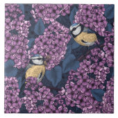 バイオレット薄紫園の鳥 タイル (正面)