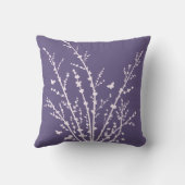 バイオレット蝶の植物枝モダン クッション (裏面)