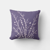 バイオレット蝶の植物枝モダン クッション (正面)