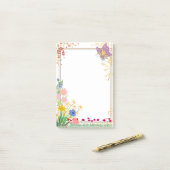 バイオレット蝶フレームノートパッド ポストイット (デスク上)