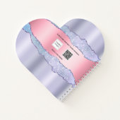 バイオレット赤面ピンクのアゲート大理石名ガール ノートブック (裏面)