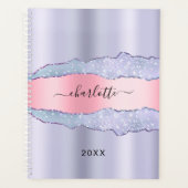 バイオレット赤面ピンク瑪瑙の大理石名2025 プランナー手帳 (正面)