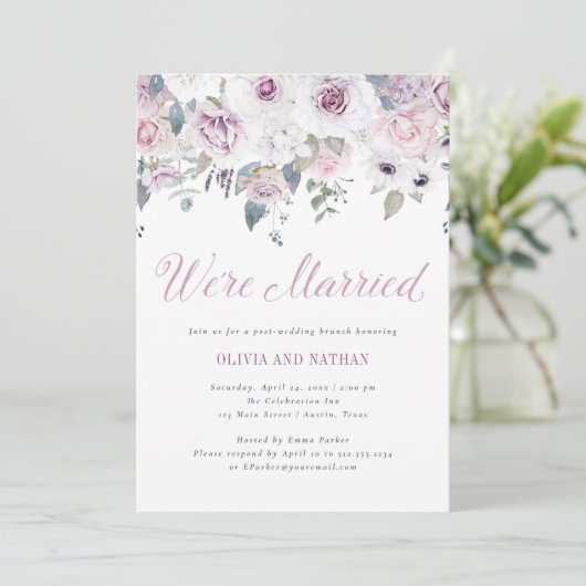 バイオレット赤面 |フローラポスト結婚のお祝い 招待状 (スタンド正面)