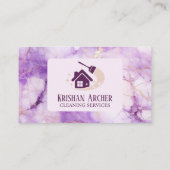バイオレット金ゴールドピンクマーブルハウスキーイングメイドサービス 名刺 (裏面)