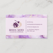 バイオレット金ゴールドピンクマーブルハウスキーイングメイドサービス 名刺 (正面)