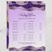 バイオレット金ゴールド大理石瑪瑙美しいサロン価格表 (正面/裏面)