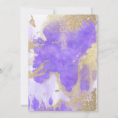 バイオレット金ゴールド水色幾何学的キンセアニラ 招待状 (裏面)