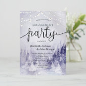 バイオレット ウィンター ランドスケープ 雪 婚約  招待状 (スタンド正面)