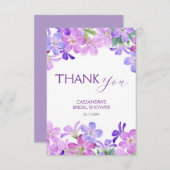 バイオレット ゲラニウム フラワーブライダルシャワー サンキューカード (正面/裏面)
