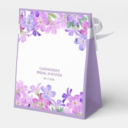 バイオレット ゲラニウム フラワーブライダルシャワー フェイバーボックス (裏面サイド)