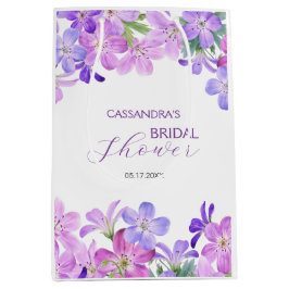 バイオレット ゲラニウム フラワーブライダルシャワー ミディアムペーパーバッグ