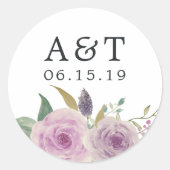 バイオレット&セージ結婚ズモノグラム ラウンドシール (正面)