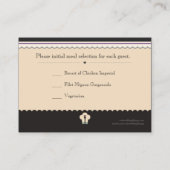 バイオレット&ティール（緑がかった色）ラブバードRSVPカード エンクロージャーカード (裏面)