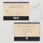 バイオレット&ティール（緑がかった色）ラブバードRSVPカード エンクロージャーカード (正面/裏面)