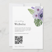 バイオレット トロピカル リーフ ボタニカル オールインワン ウェディング 招待状 (裏面)