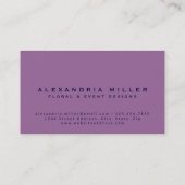 バイオレット&ネイビーブルーエレガントの優美な花柄 名刺 (裏面)