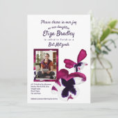 バイオレット&パープルパンジーバルミツワー招待状 招待状 (スタンド正面)