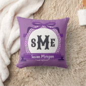 バイオレット パープル リバース ギリシャ キー ボウ モノグラム クッション (ブランケット)