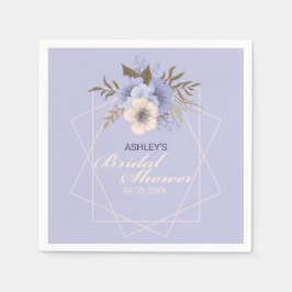 バイオレット ピーチ パステル ジオメトリック ローズ ブライダル シャワー スタンダードカクテルナプキン