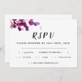 バイオレット フラワール ウェディング RSPV 招待状 (正面/裏面)