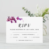 バイオレット フローラル ウェディング RSPV 招待状 (スタンド正面)