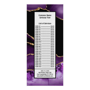 バイオレット ブラック マーブル アゲート ダーク グラマー ゴールド ラックカード