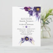 バイオレット プラム ウォーターカラー フローラル リハーサル ディナー 招待状 (スタンド正面)