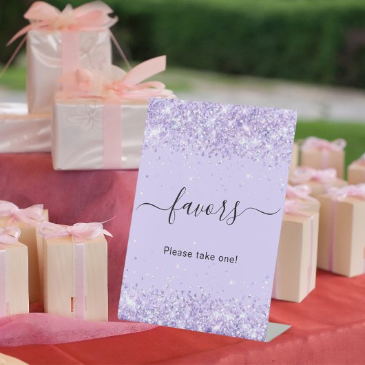 バイオレット ラベンダー グリッター パーティー お土産 台座サイン