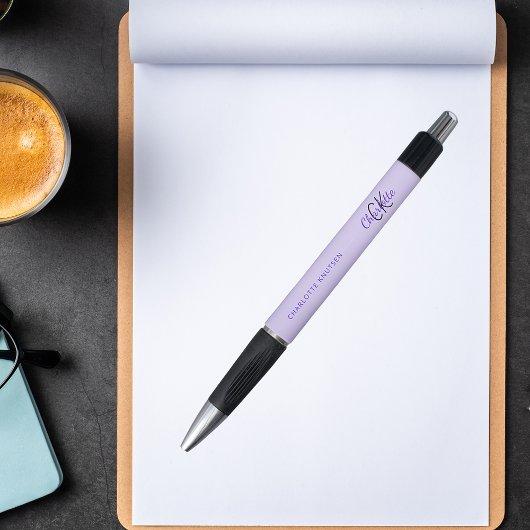 バイオレット ラベンダー モノグラム 名前 スクリプト ボールペン