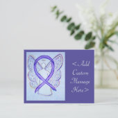 バイオレット リボン エンジェル カスタム アート ポストカード (スタンド正面)