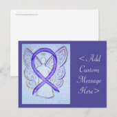 バイオレット リボン エンジェル カスタム アート ポストカード (正面/裏面)