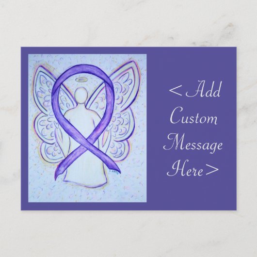 バイオレット リボン エンジェル カスタム アート ポストカード (正面)